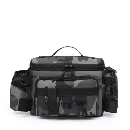 Multi-compartment fishing tackle storage bag - grey