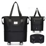 One-layer extended wheeled travel bag-black