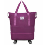 Two-layer extended wheeled travel bag-Light purple - Image 3