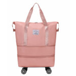 Two-layer extended wheeled travel bag-pink