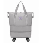 Two-layer extended wheeled travel bag-Light purple - Image 5