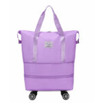 Two-layer extended wheeled travel bag-Light purple