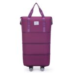 Three-layer expandable wheeled travel bag portable and foldable - black - Image 3