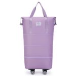 Three-layer expandable wheeled travel bag portable and foldable - black - Image 6